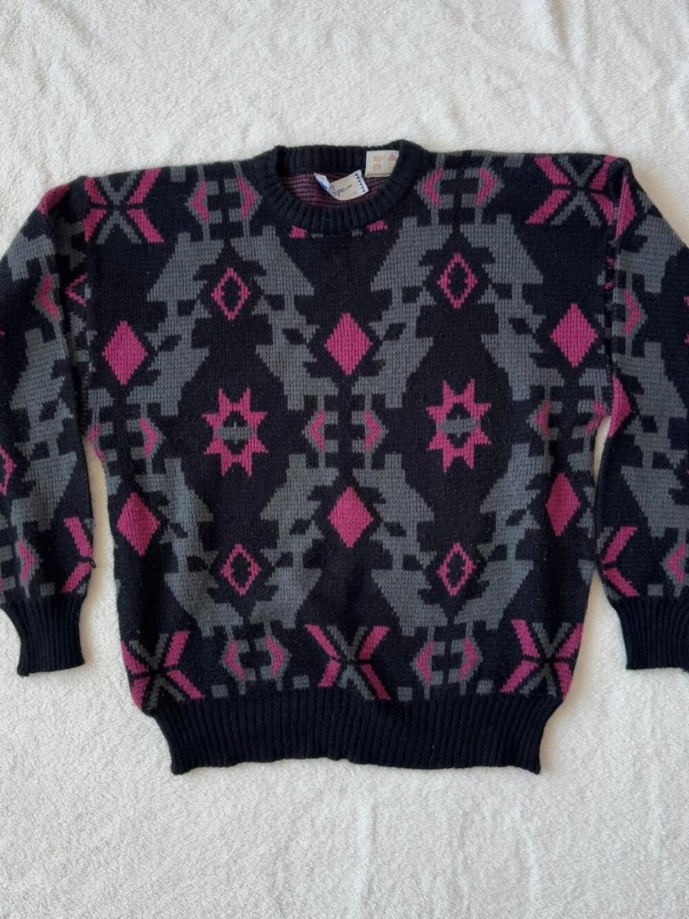 Vintage Patterned Knit Sweater